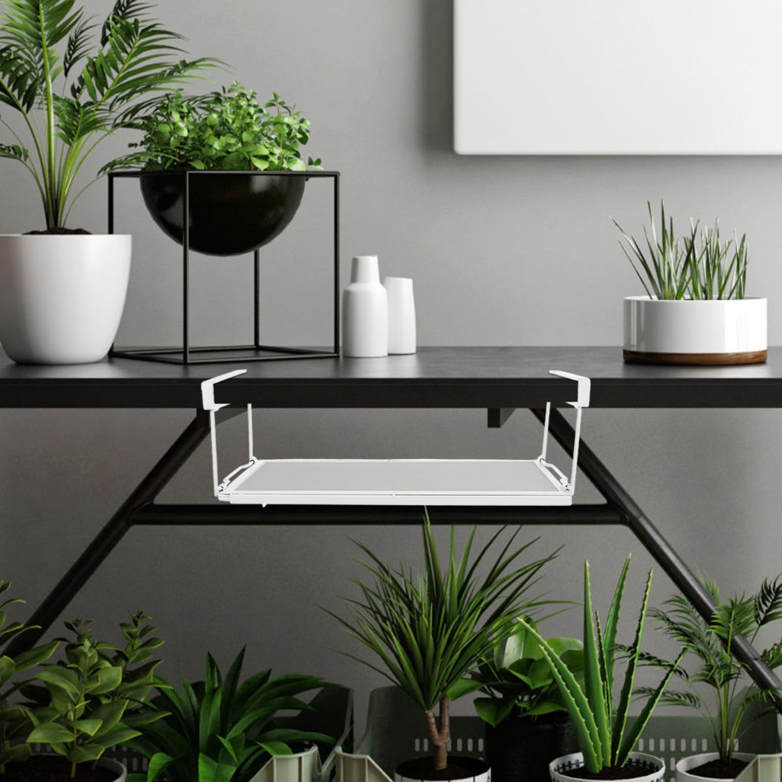NUOBESTY Organizzatore da Cucina Sottolavello in Acciaio al Carbonio Bianco Regolabile Cestello Estraibile per Dispensa e Piano di Lavoro Facile Accesso