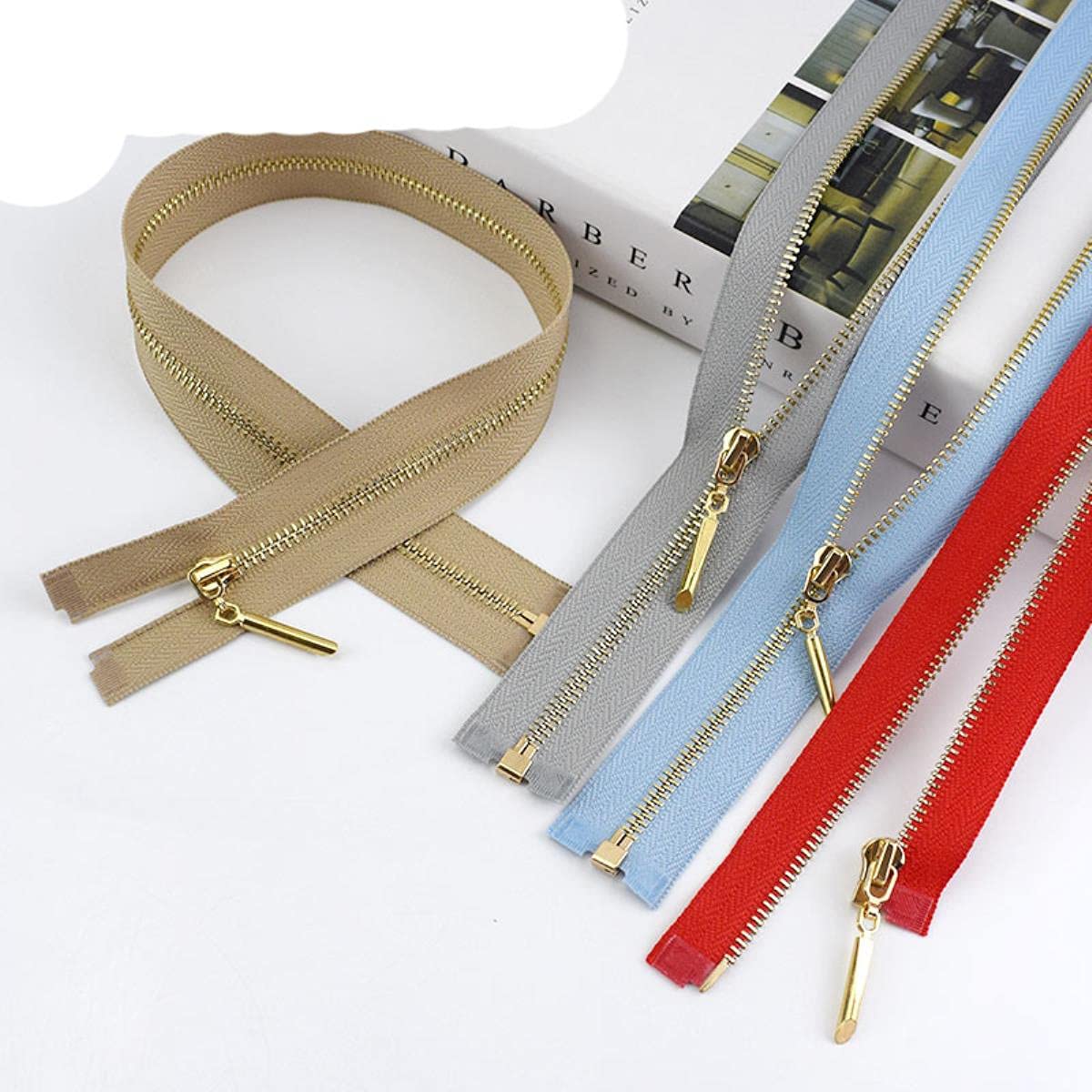 Estrattore Ziper, fissatore di cerniere, Sliders Zipper,Sewing Zips,Ended Zip Fasteners,2/5pcs Metal Zipper Open End Zip for Sew Bags Purse Down Jacket Skirt Clothing