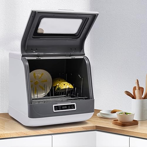 Miniatura 6 de Lavavajillas portátil para encimera, gran capacidad, tamaño compacto, 3 programas de lavado, pantalla automática para lavavajillas, para