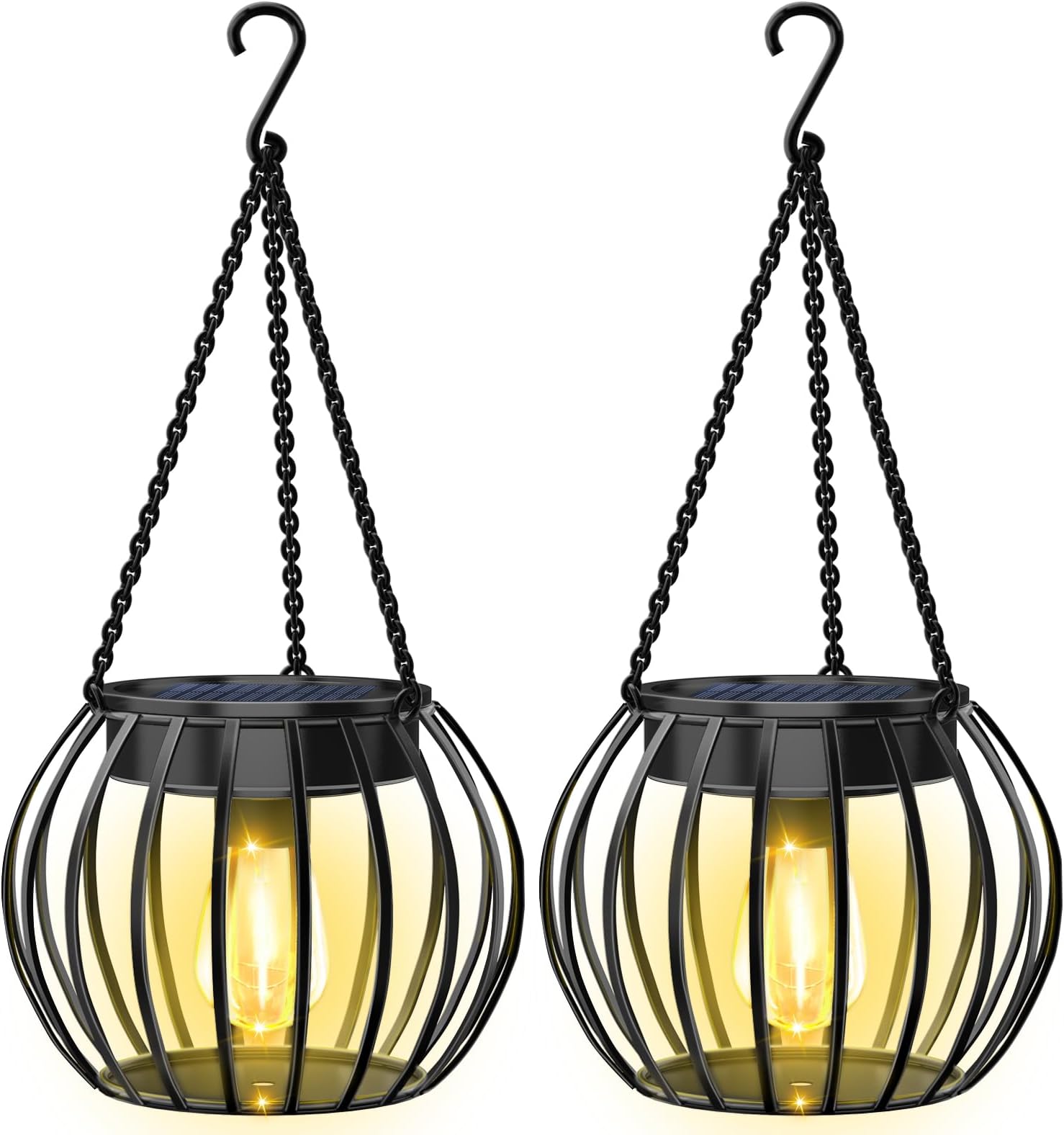 UBright 2 Pack 15" Solar Lights Outdoor Decorative Metal Solar Lanterns Outdoor Waterproof Hanging Lights for Outside Lanterns for Garden Yard Patio