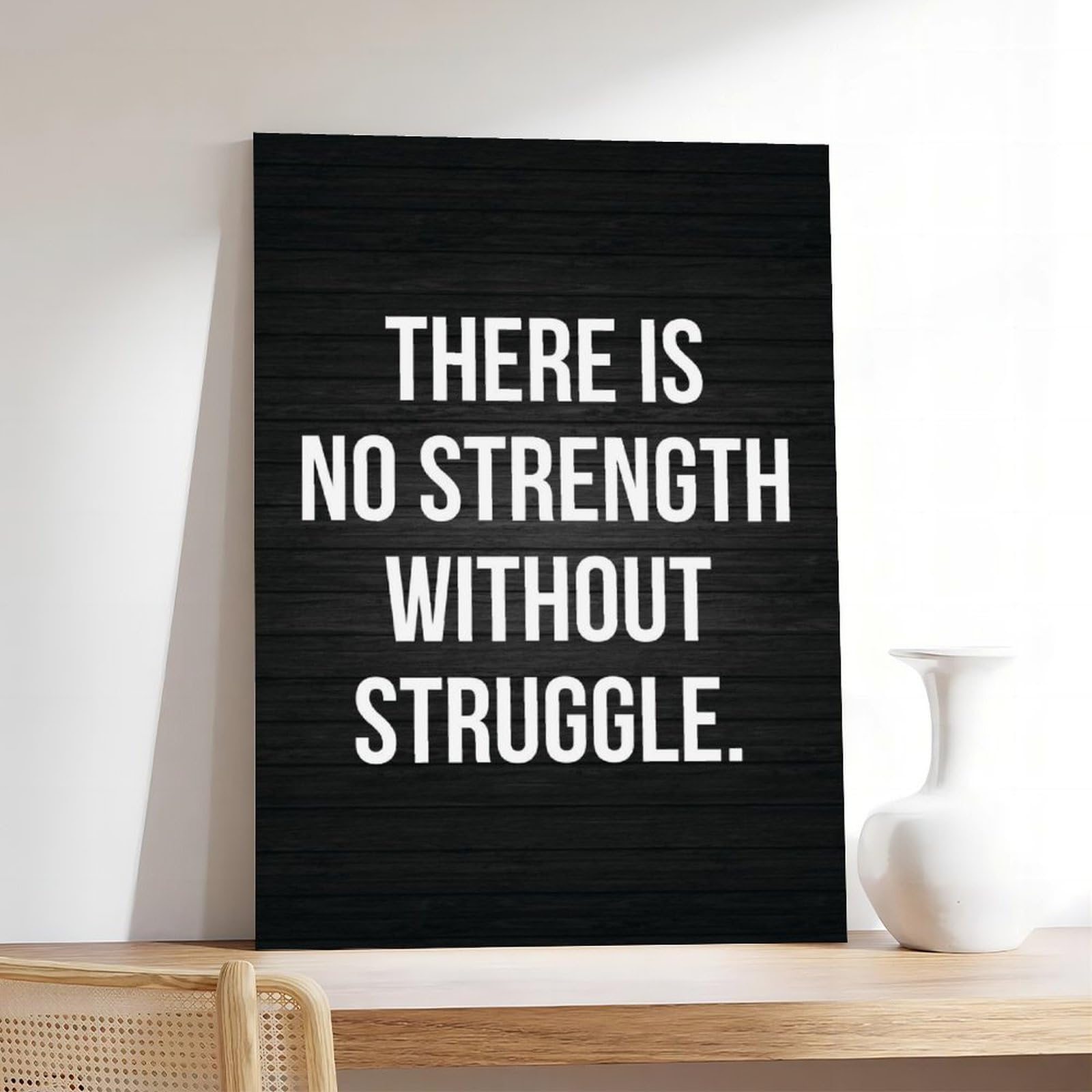 Póster motivacional de fuerza sin lucha, impresión moderna con cita de ejercicio de fitness, arte de pared para gimnasio, hogar, estudio, oficina, decoración de 50 x 75 cm