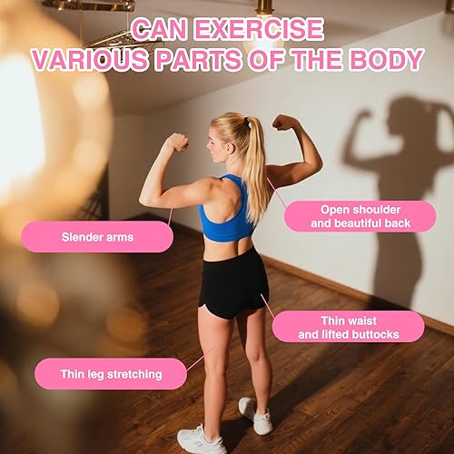 Miniatura 6 de LOGJAM 2 unidades de banda de resistencia con asas, bandas de ejercicio de brazo, correa elástica de fitness, equipo de ejercicio para mujeres