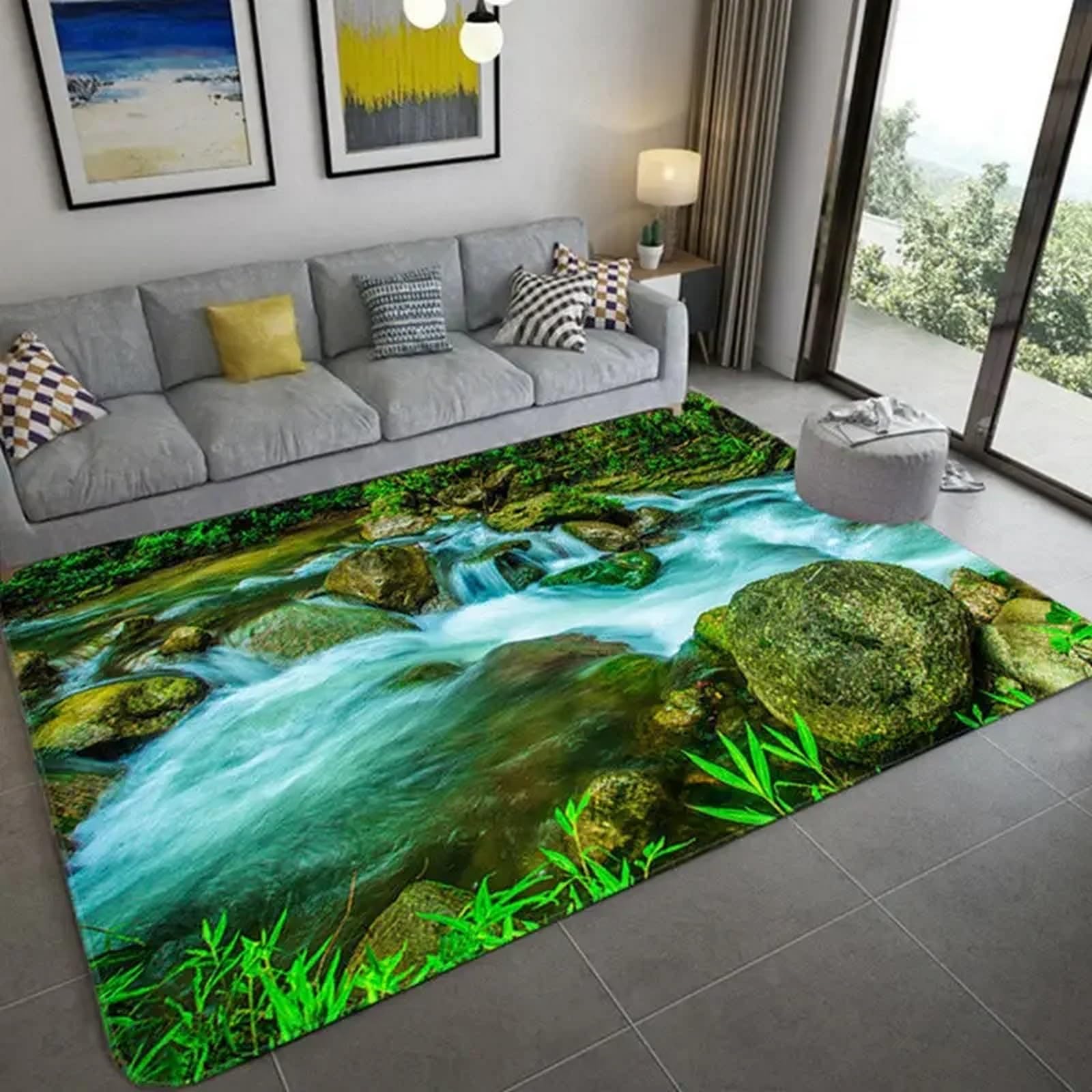 Tapis de chambre paysage 3D en mousse à mémoire douce 120 x 160 cm