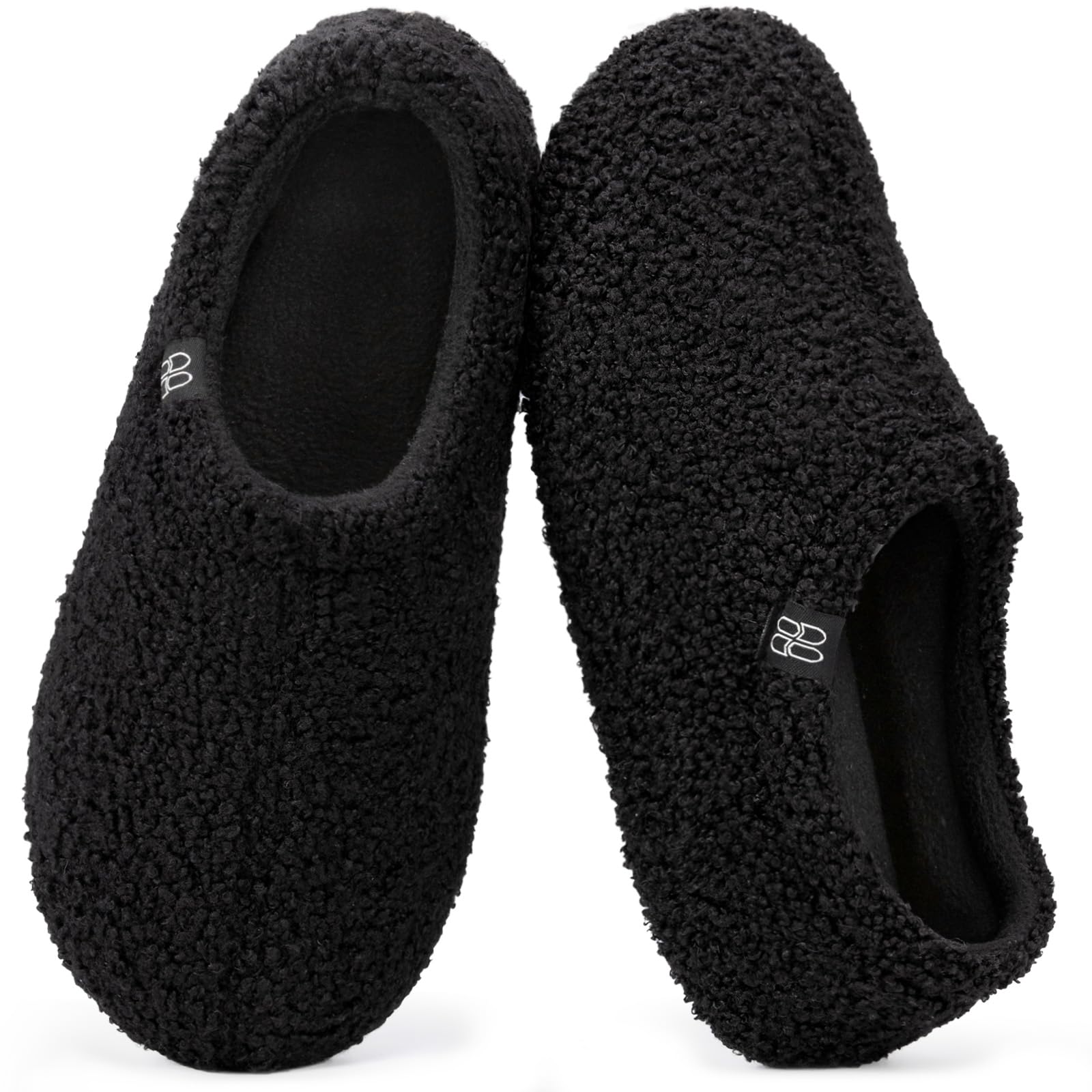 HomeTop Women's Fuzzy Curly Fur Memory Foam Loafer Slippers with Polar Fleece Lining