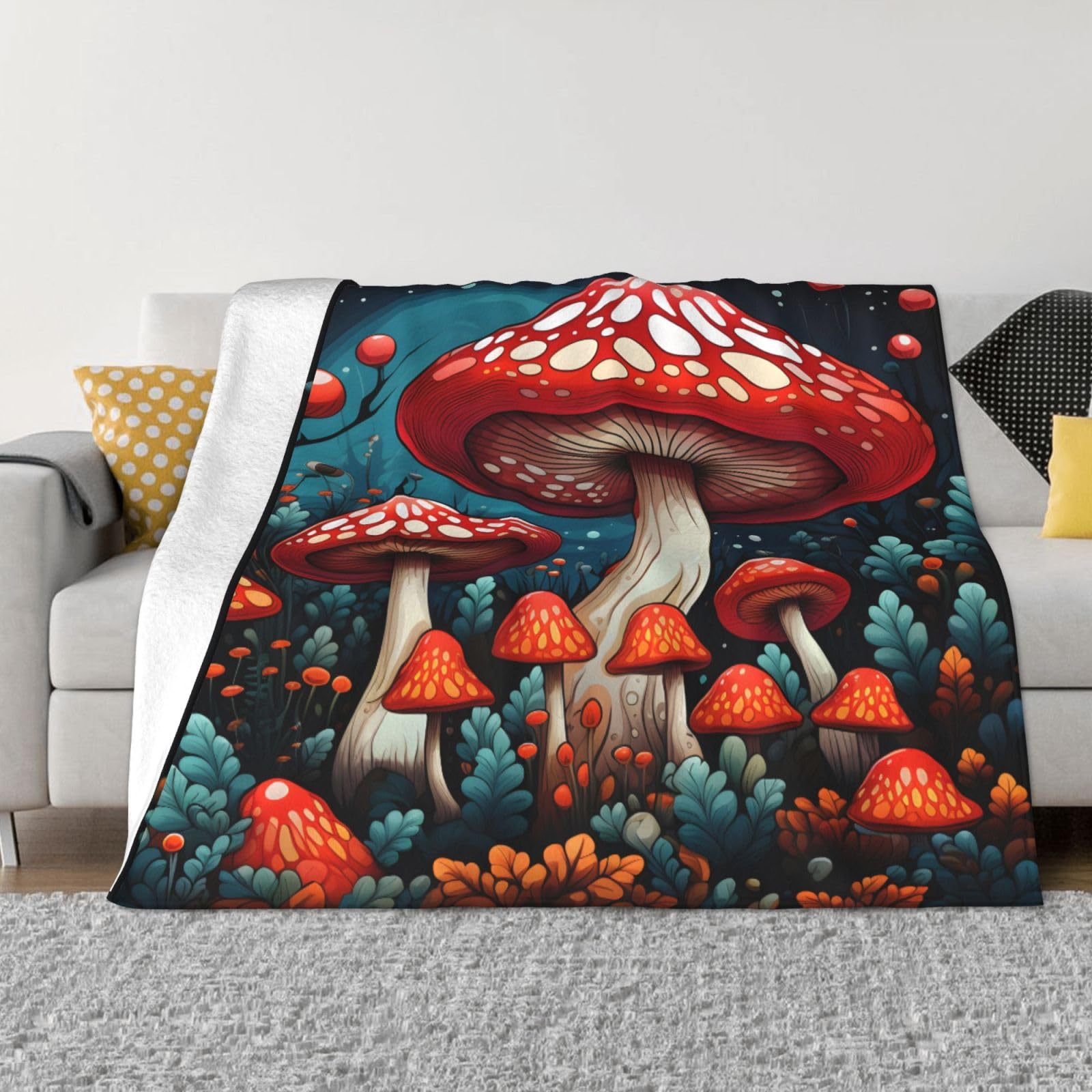 Couverture polaire douce chaude flanelle lit canapé voyage champignons tropicaux Mexpekil