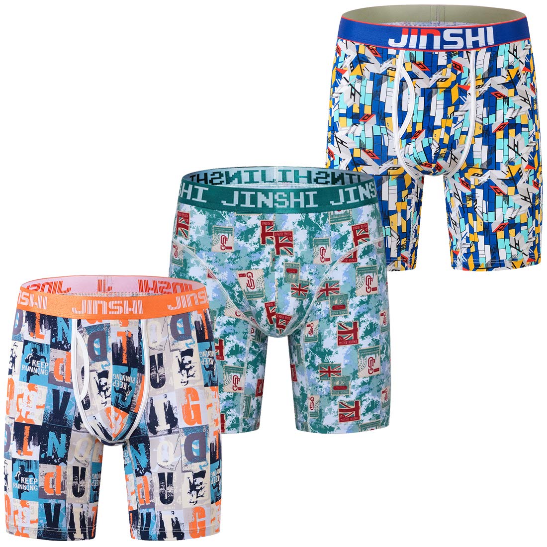 Jinshi Men's 3 Pack:002 Underwear Long Boxer Briefs Underpants The Boxer For Breathable Bamboo Viscose Pack, 4XL