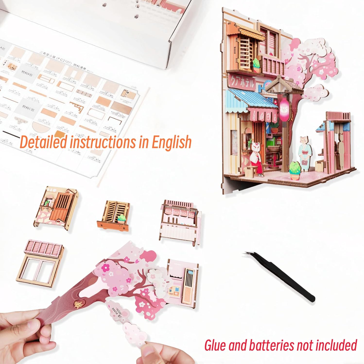 KingStora Magic Book Nook - DIY Assembly Model, Multiple Theme Styles Available Wizard Bookends for Adults (Cat Grocery)