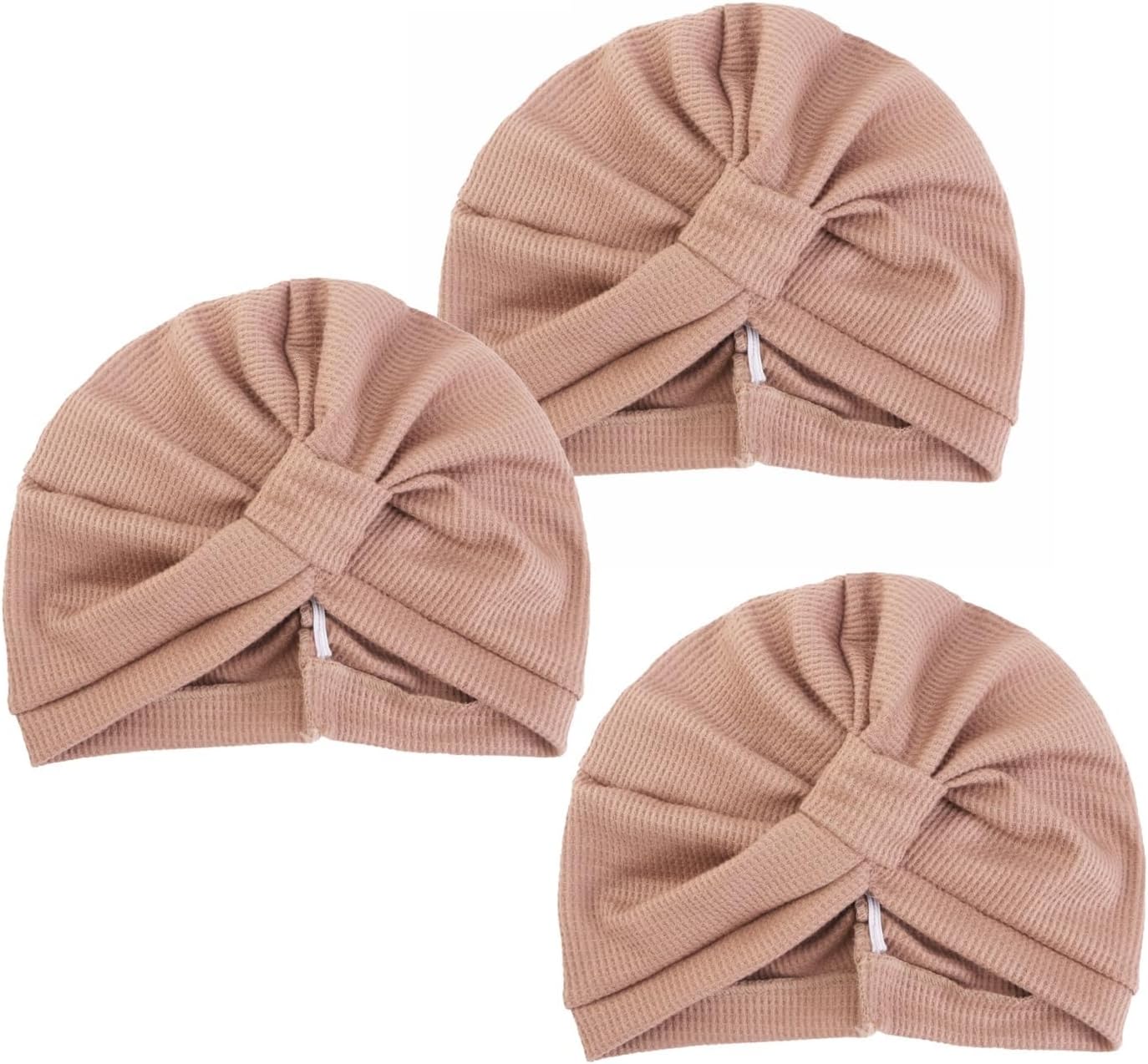 Waffle Knit Turban Headwrap for Women, Stretchy Cross Knot Chemo Headwear, Soft Beanie for Hair Loss, Hijab Undercap, 3 Pack