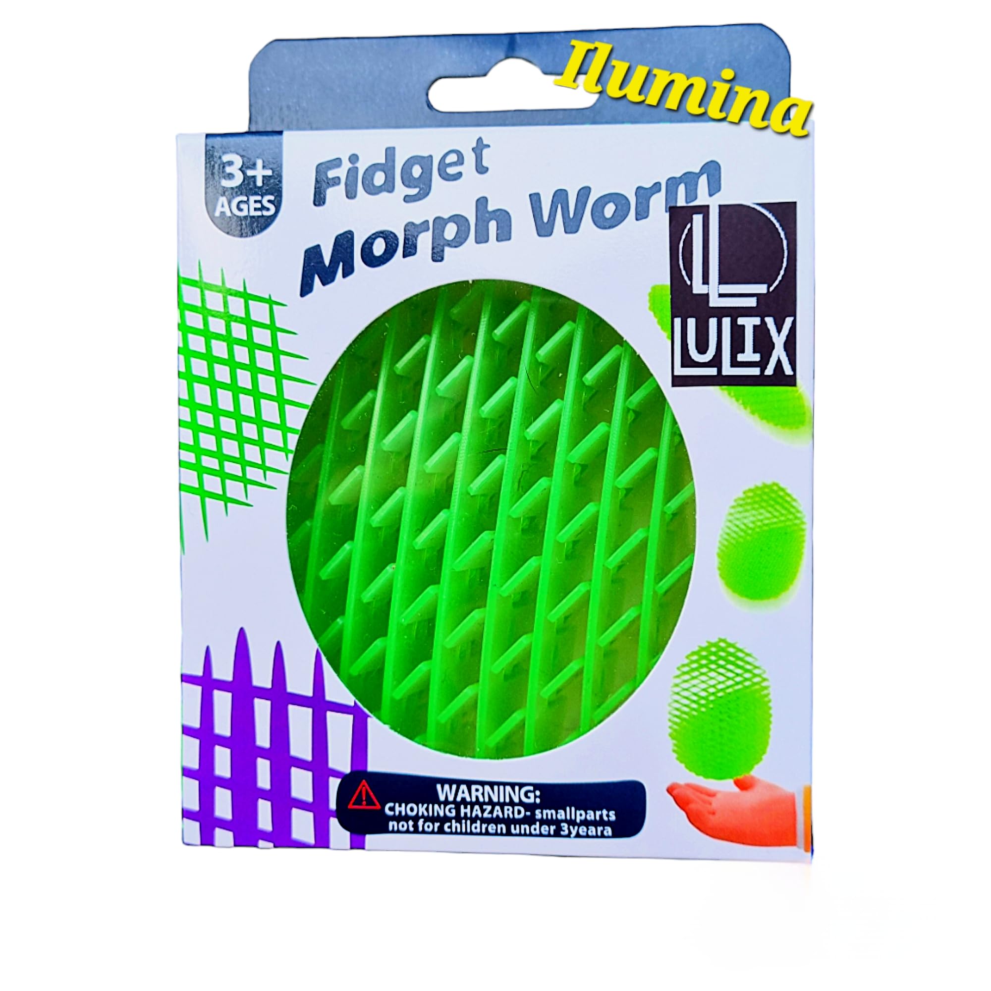 Juguete Gusano Antiestres, Fidget Morph Worm. Efecto Luminoso, Juguete de Bolsillo Divertido, para Aliviar el Estrés. Color (Verde Fluerescente Luminoso) Obsequio Color Arcoiris. Marcado CE