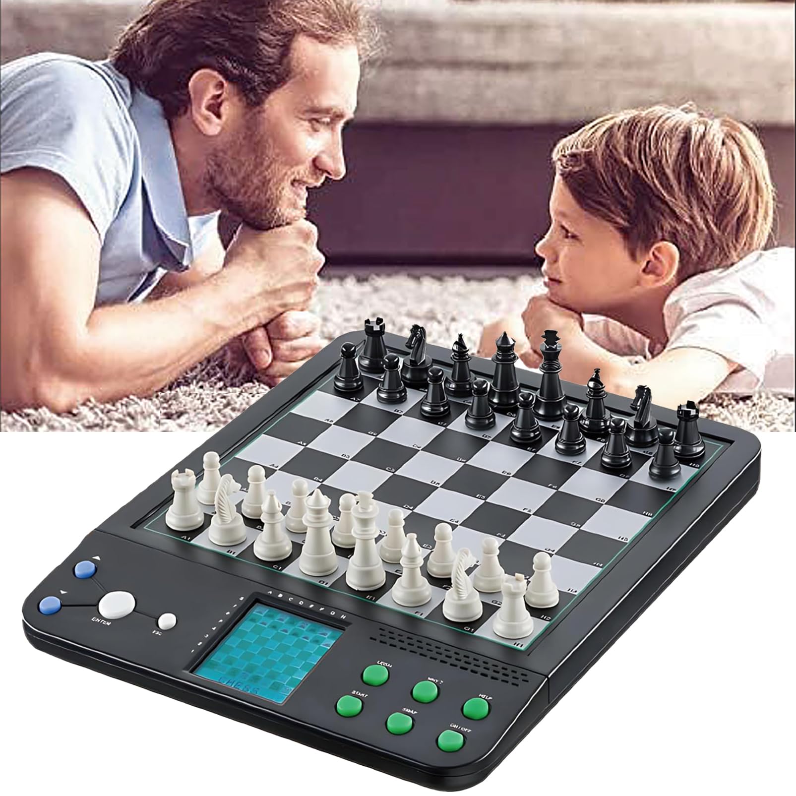 Electronic Chess Set with AI Interaction, Smart Portable Board, LED Display, Magnetic Pieces, Voice Learning Mode, Multiple Game Levels for All Ages