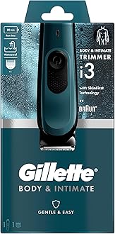 Gillette Body and Intimate Men’s Body and Intimate Trimmer i3, SkinFirst Pubic Hair Trimmer for Men, Waterproof, Cordless for Wet/Dry Use, Shaver for Men, Lifetime Sharp Blades