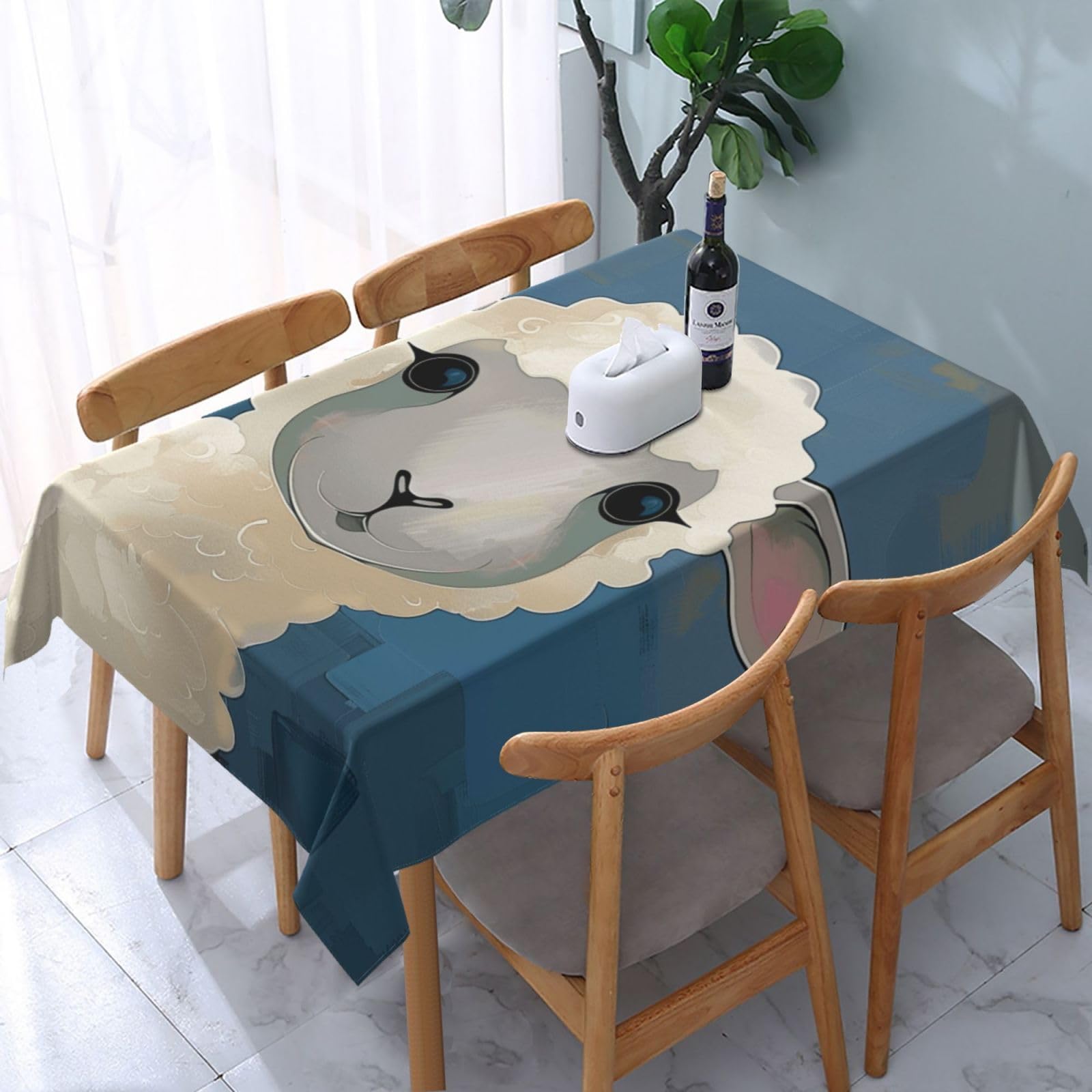 WPKJU Sheep Art Printed Tablecloth Water Resistant Table Cover Washable Rectangle Table Cloth for Tables 54x72 in