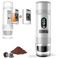Portable Coffee Machine w/ 2 Rechargeable Batteries, 8 Cups, 20bar, USB-C, Espresso coffee Maker for Camping Travel Office, Ground & Capsule Compatible