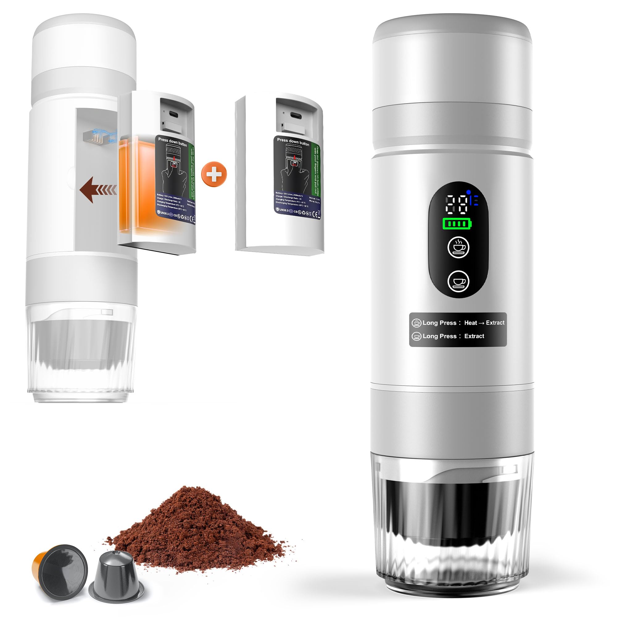 Ceshu portable coffee machine with two rechargeable batteries