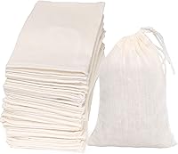 Limko 100% Organic Cotton Muslin Drawstring Bags - Reusable 4x6 Inch Sachet Pouches for Crafts, Spices, Gifts (10 Pack)