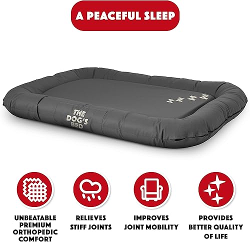 Miniatura 2 de The Dog's Bed - Cama impermeable para perro, tela Oxford gris duradera, cremallera YKK, funda reversible lavable, camas para perros para el hogar,