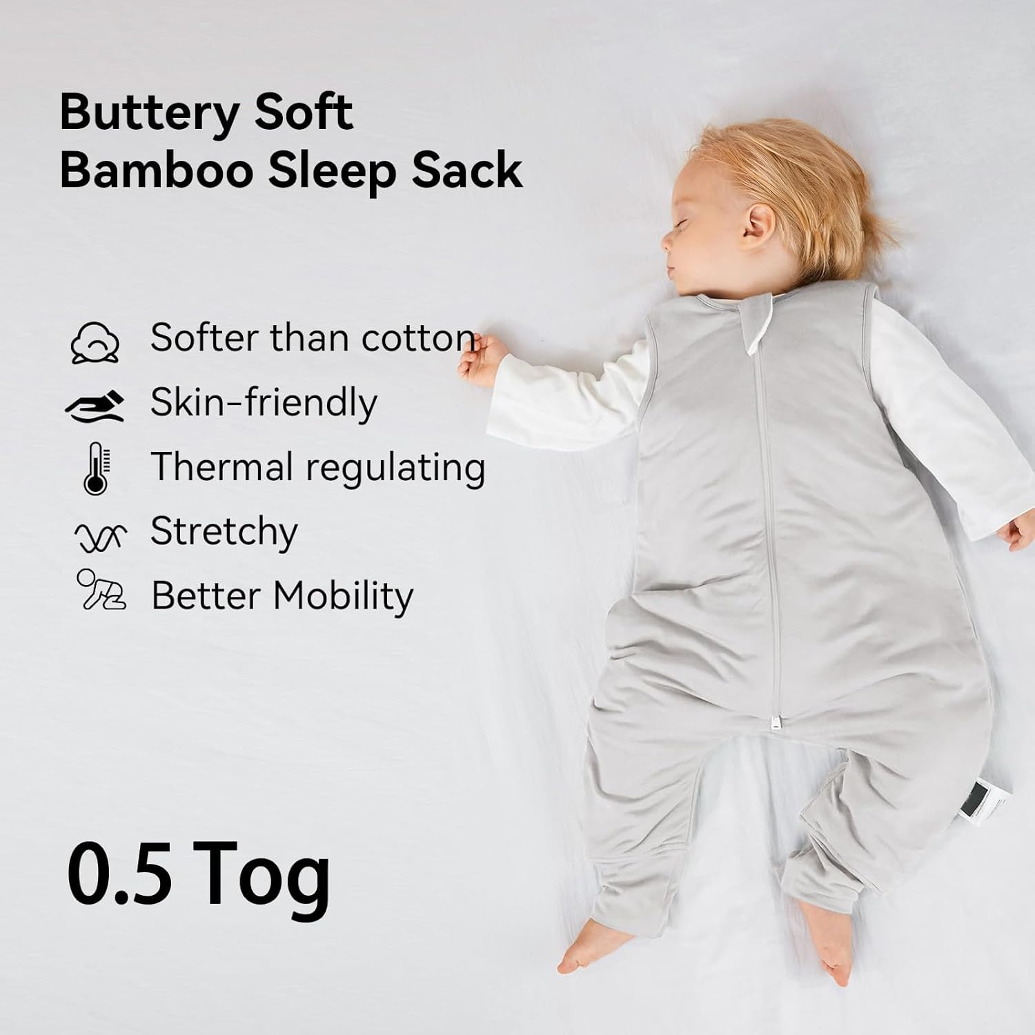 BubblePanda Rayon Made from Bamboo Toddler Sleep Sack with Feet 24-36 Months 0.5 Tog Ultra Soft Toddler Sleeping Sack 2t-3t Baby Sleep Bag Walker Wearable Blanket with Legs 2-Way Zipper Lightweight - Image 2