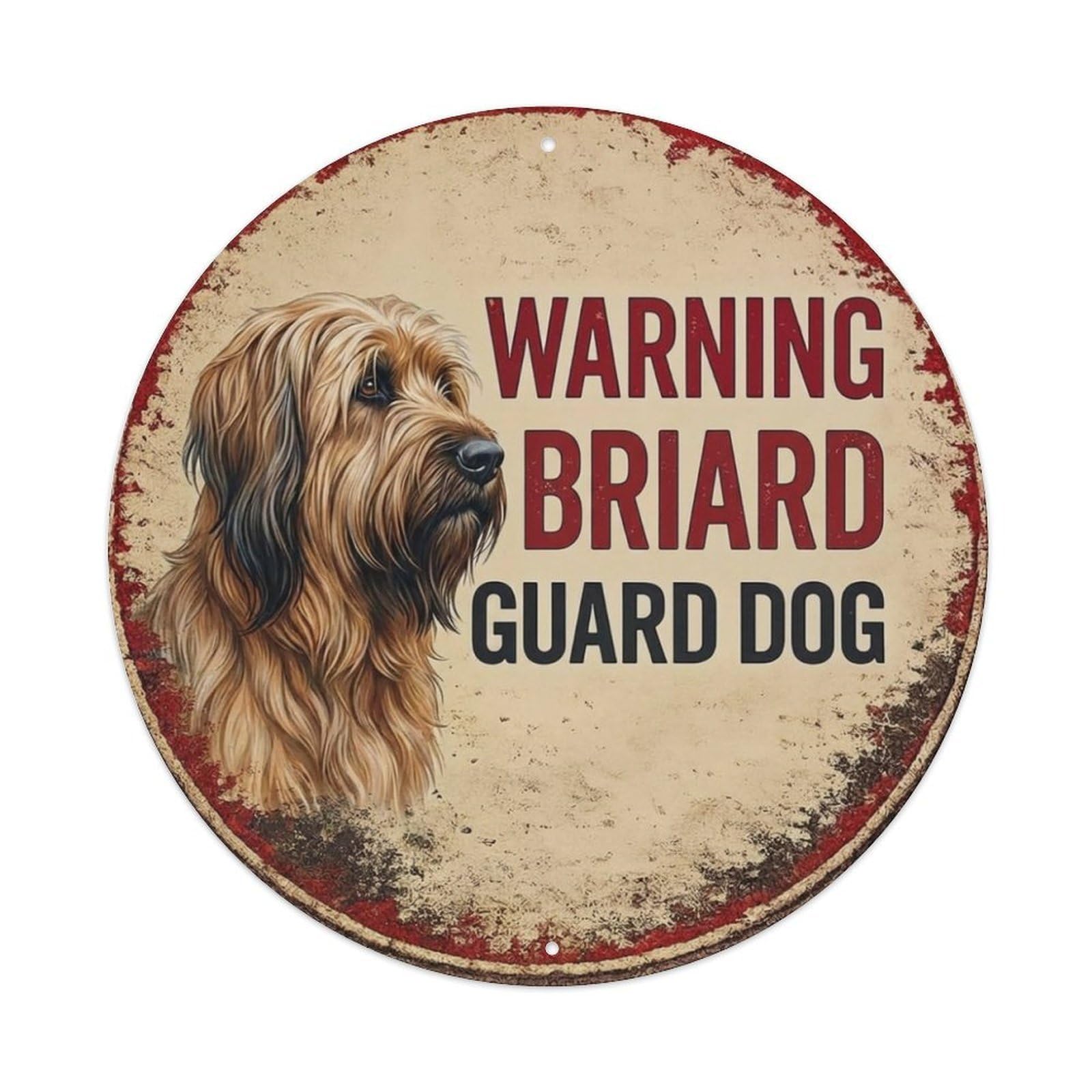Metal Tin Sign Vintage Warning Briard