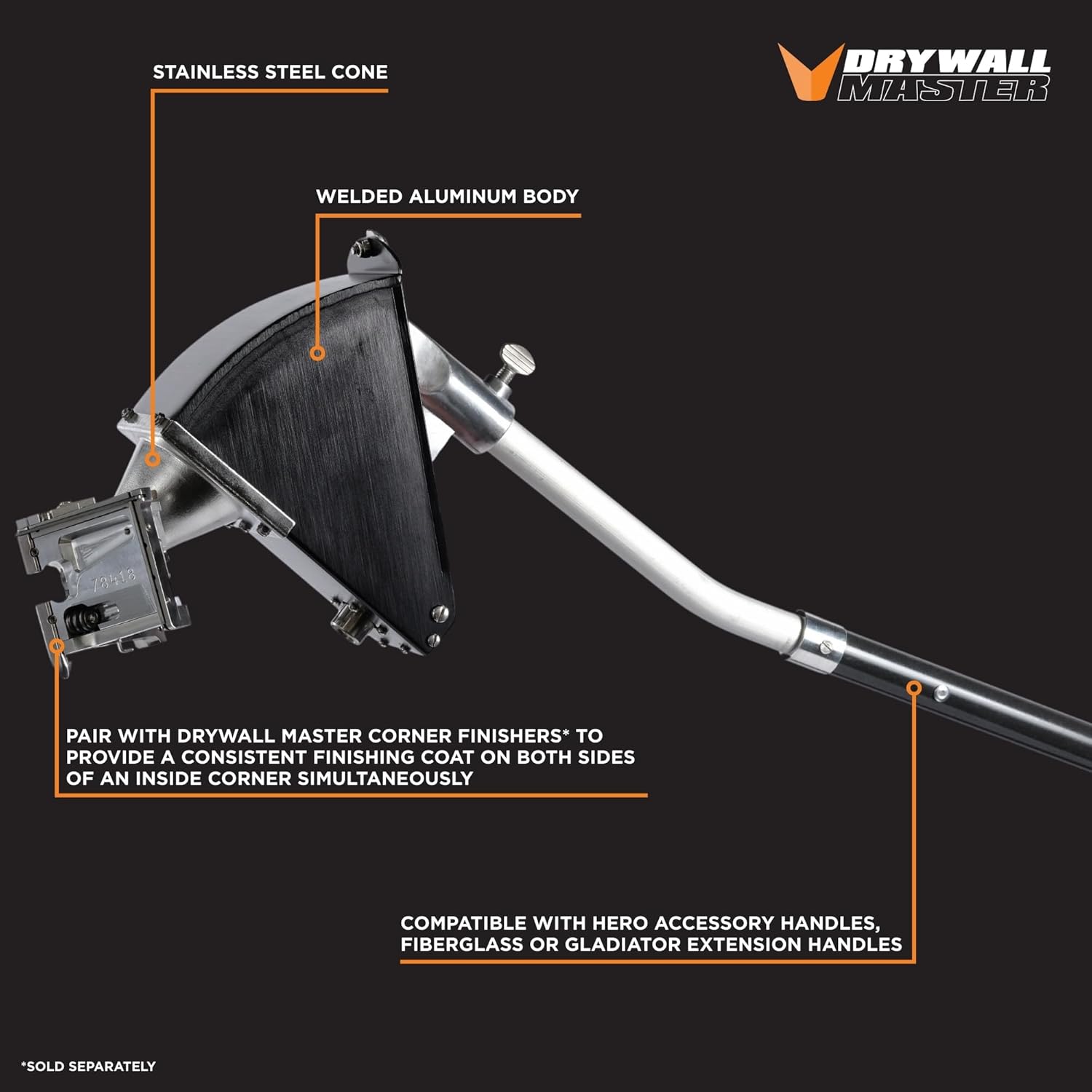 8" Angle Box Corner Applicator | Drywall Master – Efficient Corner Coating – Heavy-Duty Stainless Steel Cone – Chicago Family Owned