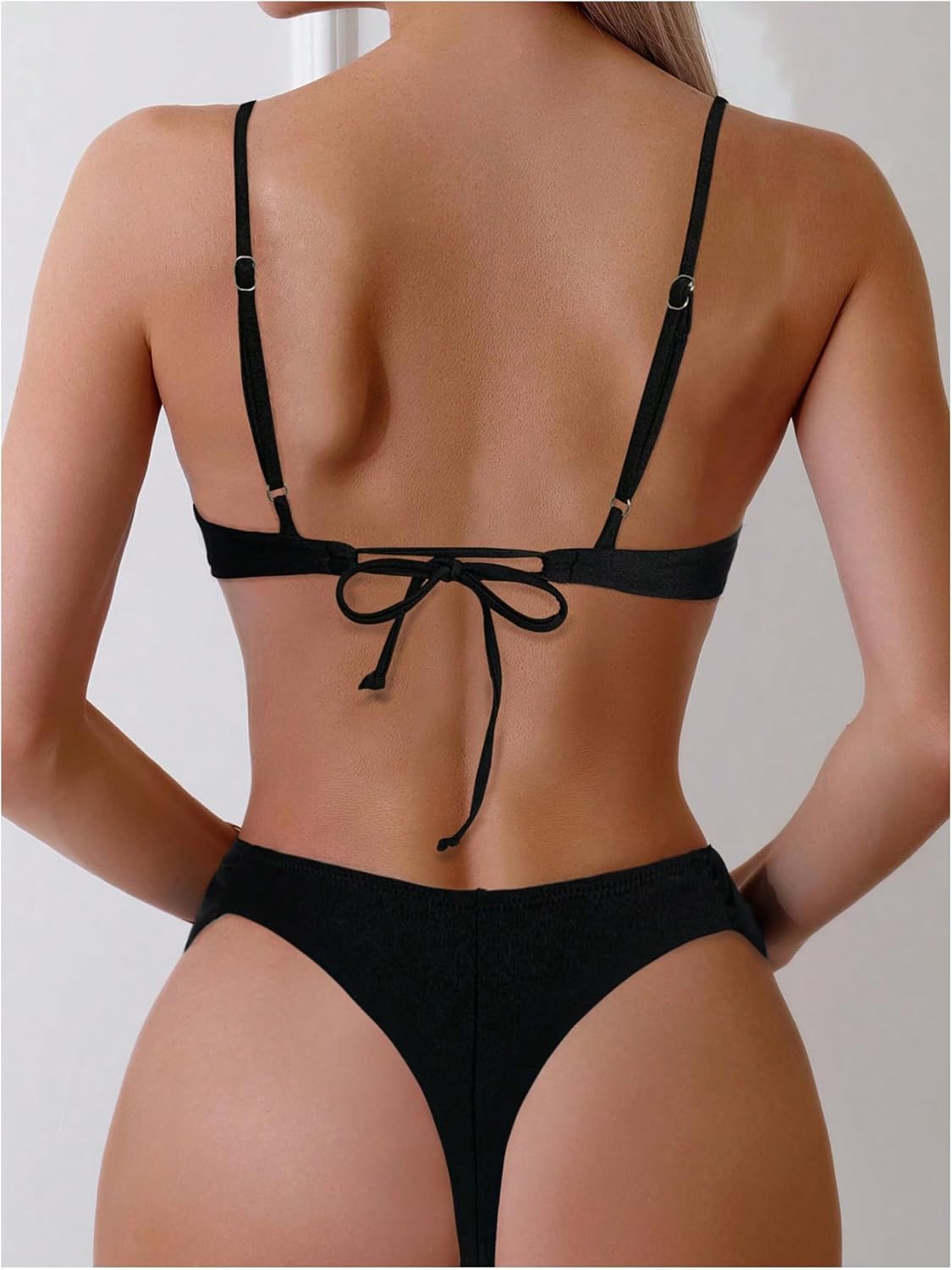 SweatyRocks Women's Two Piece Swimsuit Ruched High Cut Mid Rise Bikini Sets Swimwear - Image 2