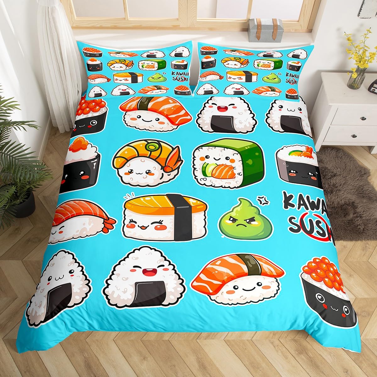 Housse de couette Kawaii Sushi Manfei, le cadeau idéal pour décorer une chambre d'enfant