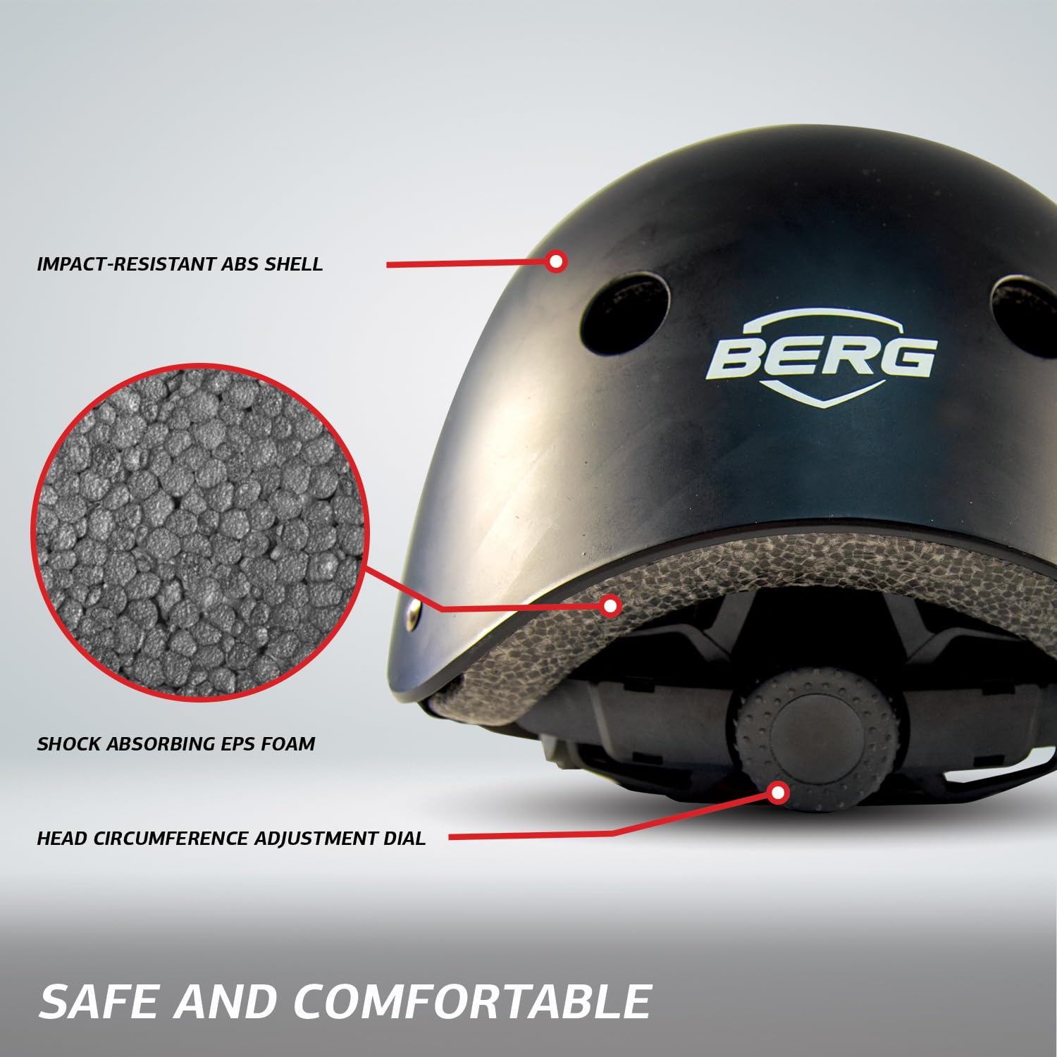 BERG Casque Enfant S Negro 48-52 cm ajustable