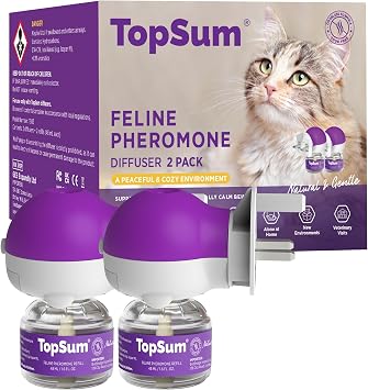 TopSum Cat Calming Plug-in Premium Cat Pheromone Diffuser - Cat Plug In Calmer - Pet Calming Plug In - Promotes Relaxation & Well-Being, 2 Pack Amethyst