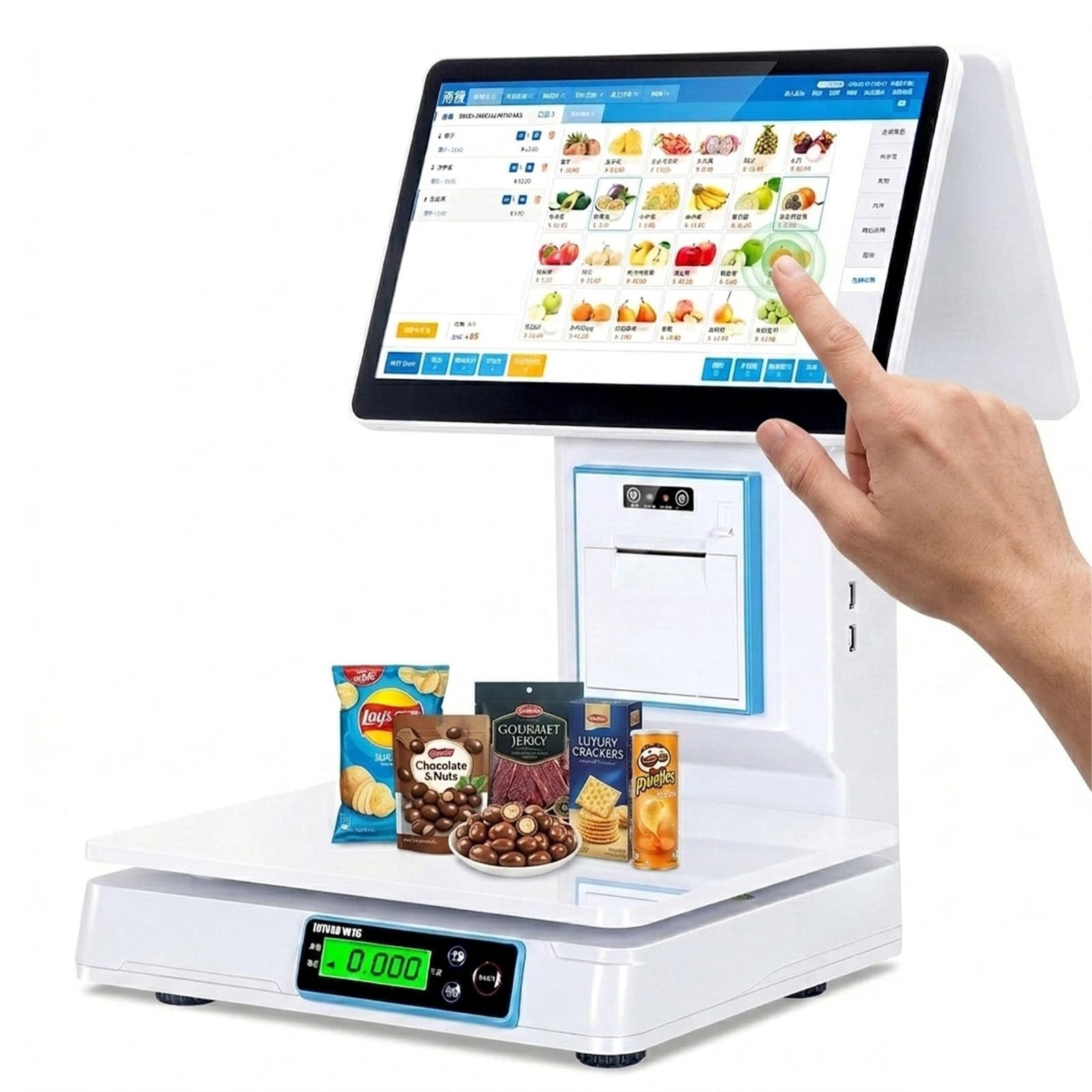 WEIMILOR Solución Retail Inteligente IA: Balanza Caja con Reconocimiento Visual, Pesaje Automático e Impresora de Tickets para Tiendas de Alimentación Modernas y Eficientes