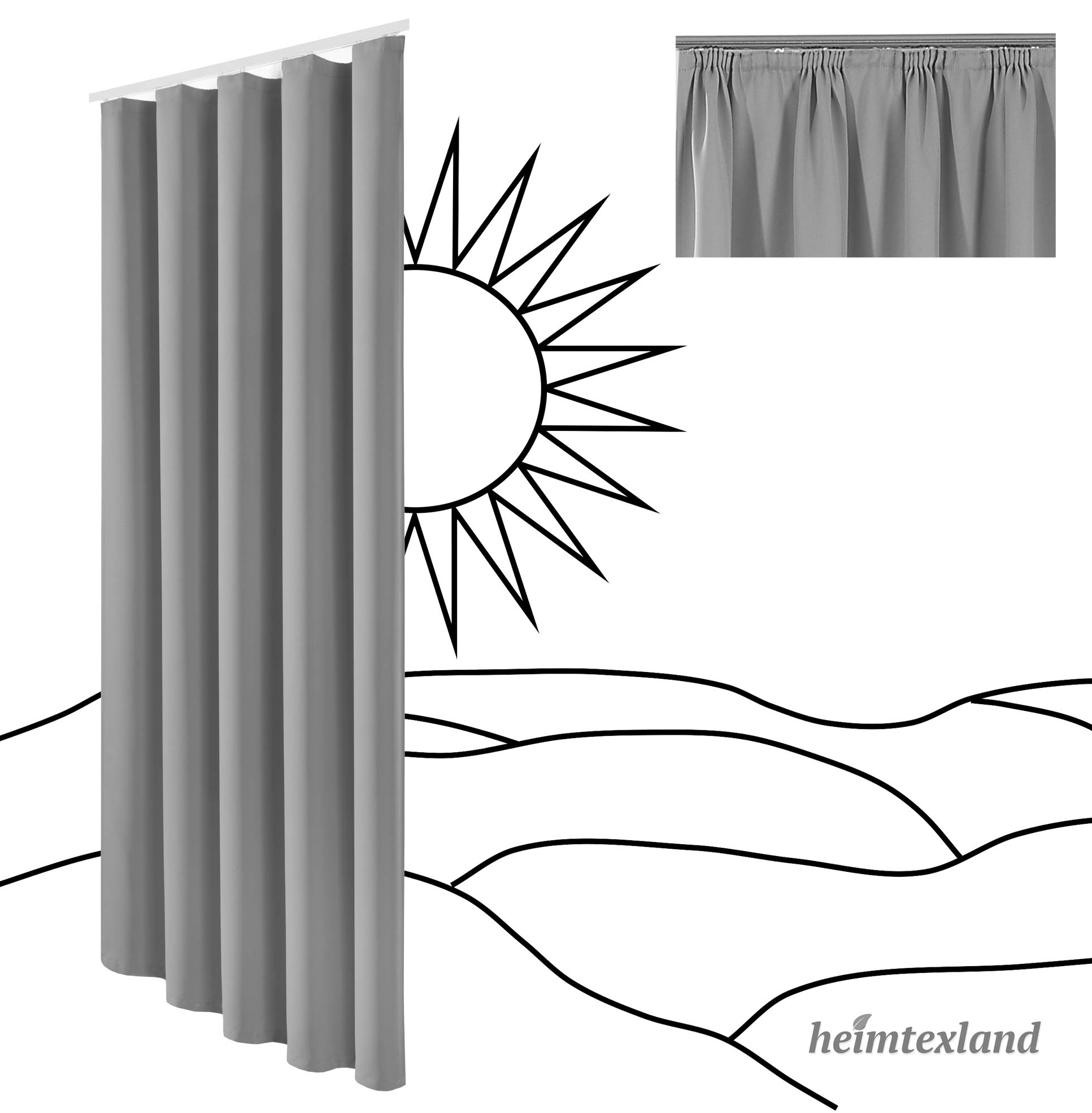 heimtexland ® Dekoschal Baumwolle Uni Blickdicht Vorhang Kräuselband Gardine Kinderzimmer Pastell Himmelblau HxB 245x135 Typ625