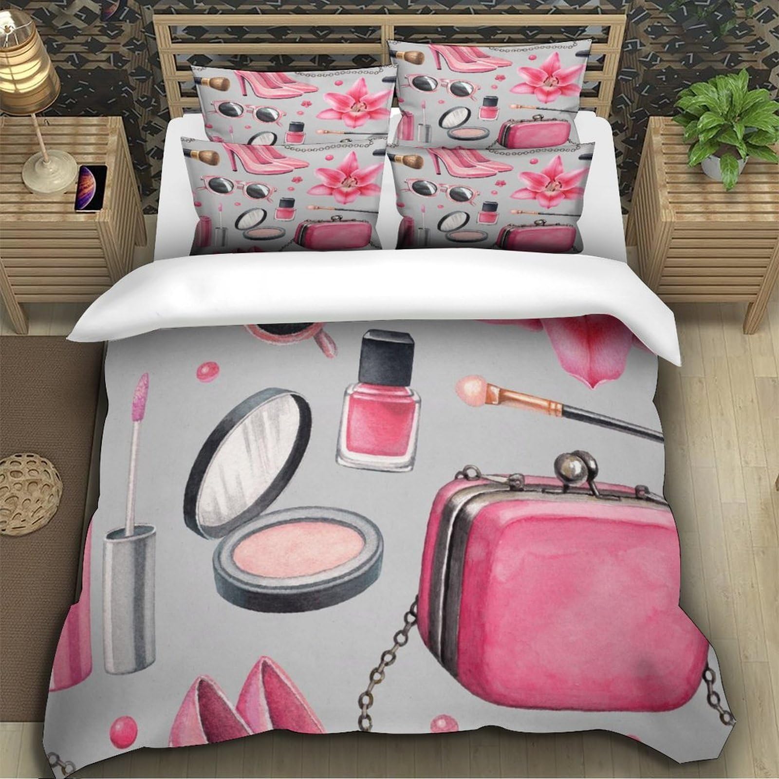 3D Printed Make-up Quilt Cover, Microfiber Komforter Bezug Verdeckter | Farbbeständig, Ganzjährig, Atmungsaktiv, Weich, Maschinenwaschbar King（220x240cm）