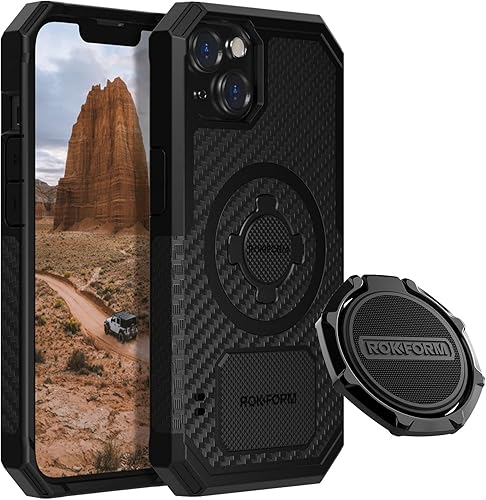 Rokform - Funda resistente para iPhone 13 + soporte y agarre con anillo deportivo Twist Lock (Serie RokLock)