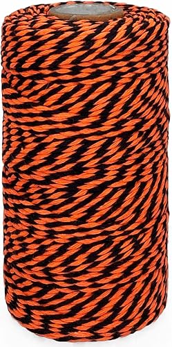 Miniatura 8 de Cordel de carnicero naranja y negro, 328 pies de 0.079 in de grosor, cordel de Navidad de Halloween para envolver regalos, manualidades, decoración