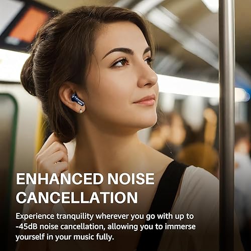 Miniatura 8 de TOZO Auriculares inalámbricos híbridos con cancelación activa de ruido con 6 micrófonos AI Clear Call Ear Buds 68H Playtime con pantalla LED, 32