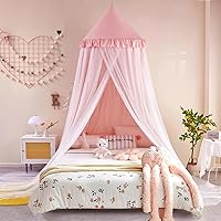 Vista 2 de Kertnic Dosel de Cama Grande en Cúpula de 31.5 pulgadas para Niñas, Dosel de Princesa de Ensueño con Volantes de Doble Capa, Tienda Colgante