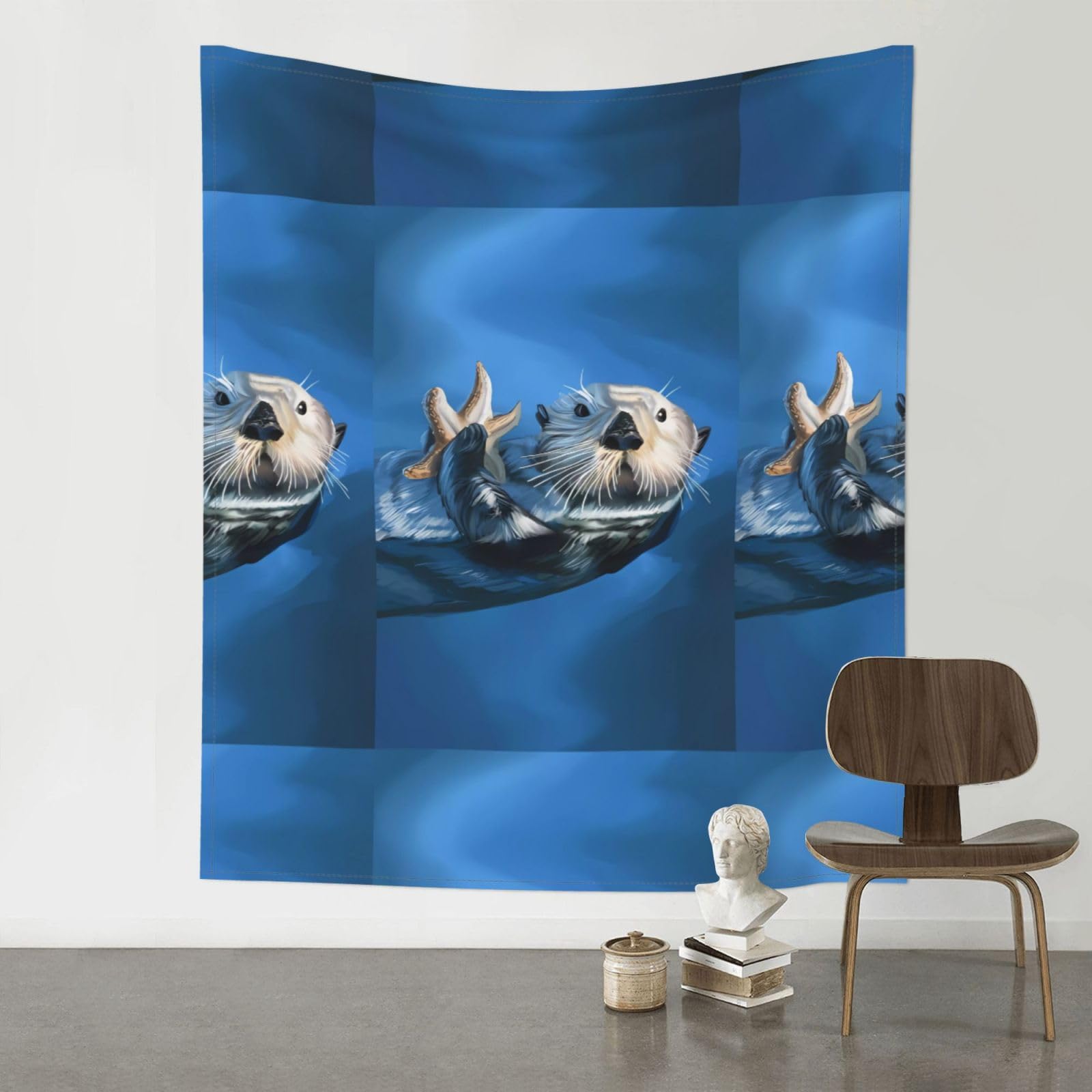 YYHHAOFA Sea Otter Prints 60x51in Wall Tapestry Boho Chic Dorm Decor & Beach Throw Blanket