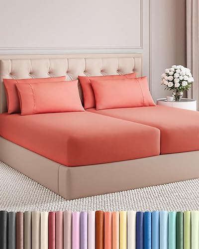 Miniatura 62 de Juego de sábanas Split King de 7 piezas - Incluye 4 fundas de almohada - Sábanas Split King - Ropa de cama de hotel de lujo suave - Refrescante