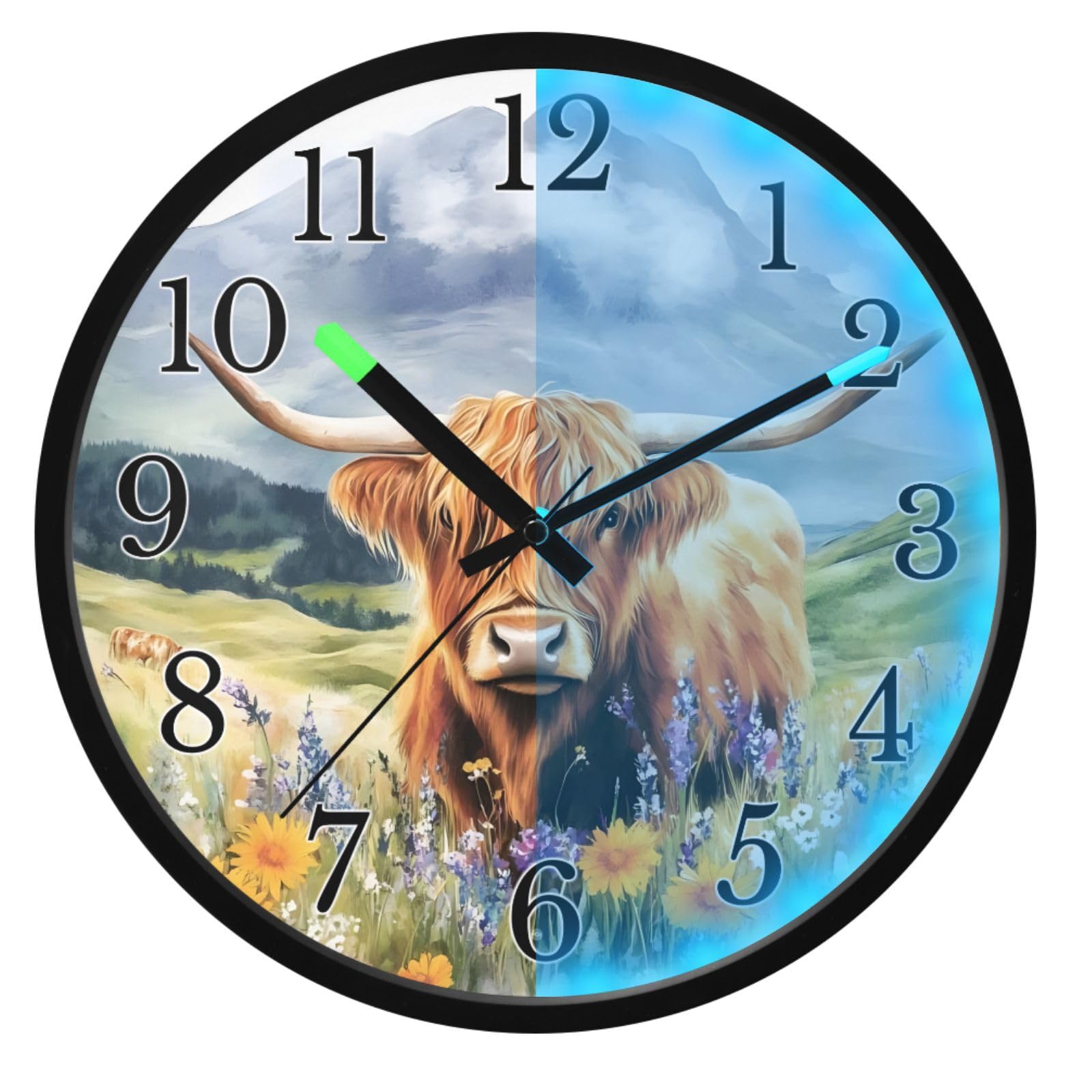 Horloge murale lumineuse silencieuse veilleuse de 30,5 cm fonctionne avec piles