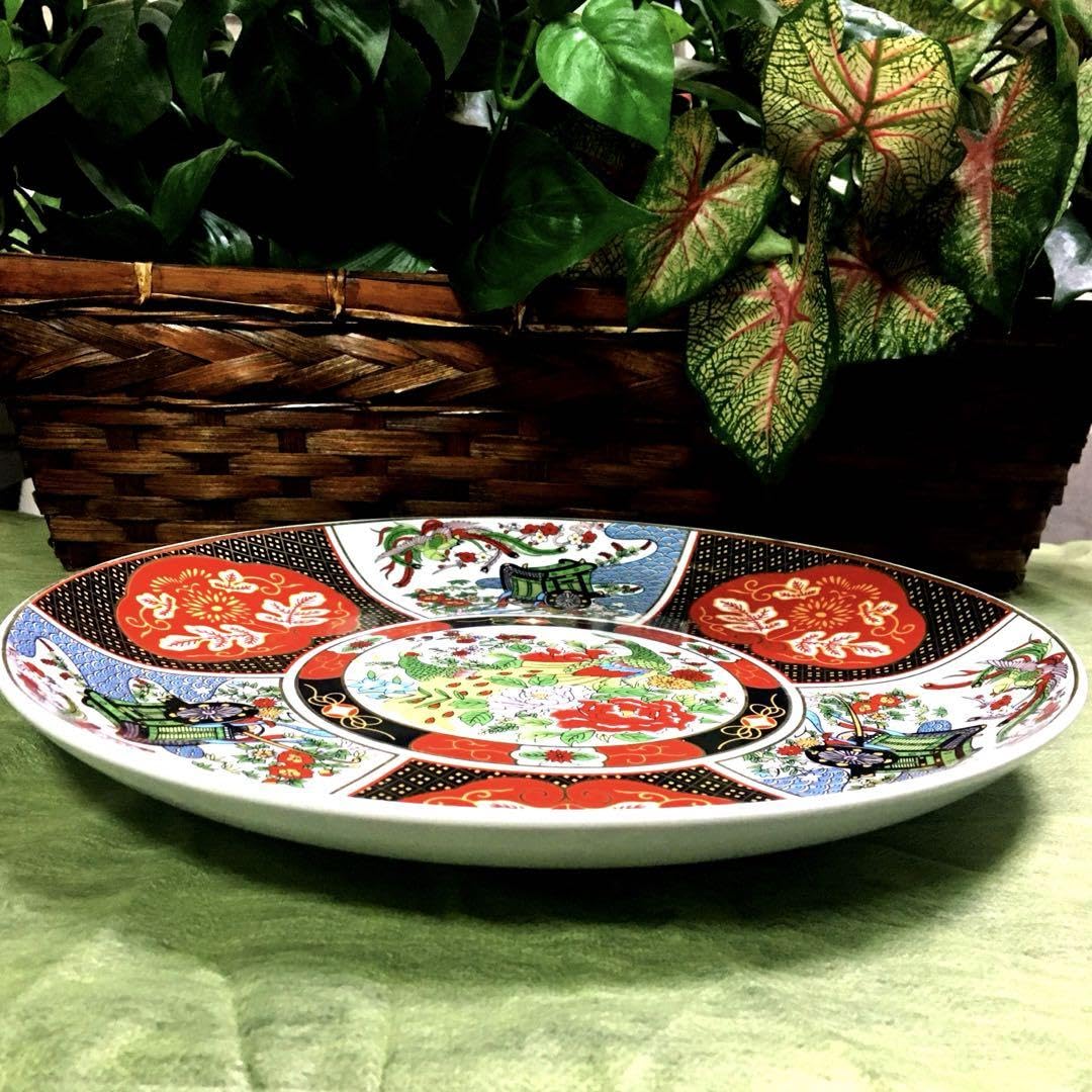 有田焼 伊万里焼 色鮮やかな孔雀模様の陶器皿 有田焼 伊万里焼 色鮮やか