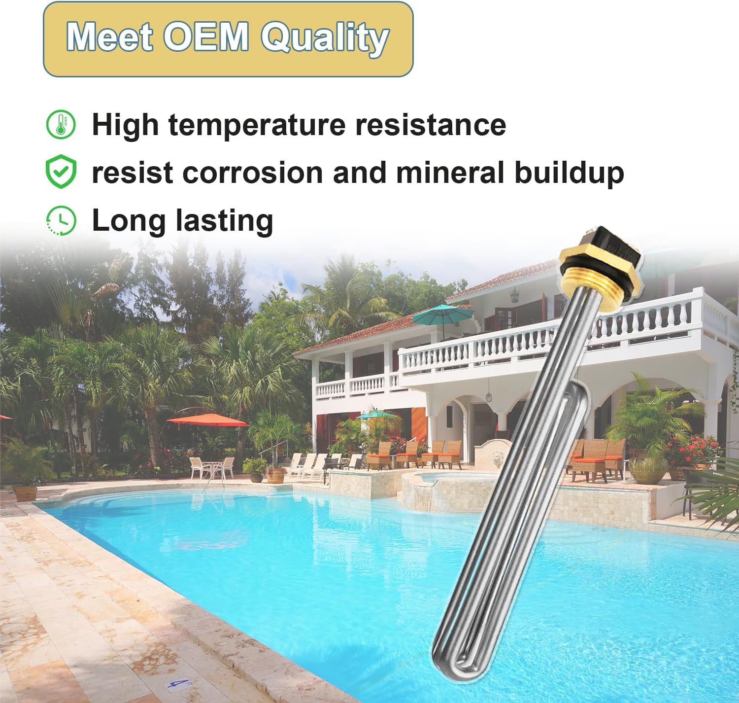 Upgraded 2pcs CZXELE7623 Electric Water Heater Element, For Hayward H Series Comfort Zone, C-Spa XI,C-SPA-X,C-Spa IX Series Pool Heaters, Screw-In 5.5KW 240V Heating Element, With New Gasket