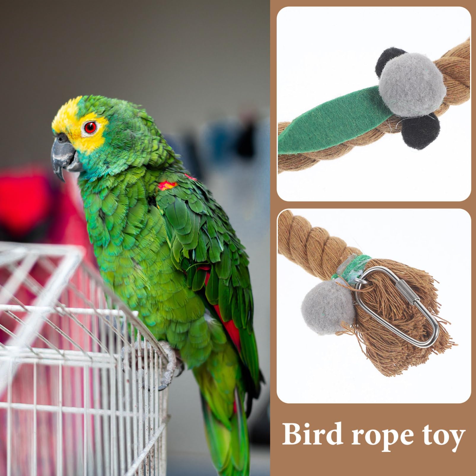 YARNOW 5 Uds Jaula para Pájaros Juguetes De Cuerda Percha para Pájaros Soporte para Jaula De Pájaros Cuerda para Columpio para Loros Juguete De Cuerda para Loros Juguete para Loros