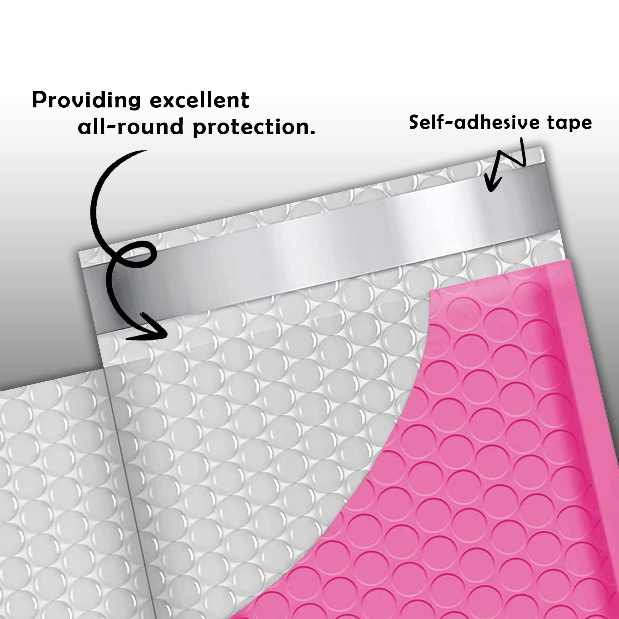 Yens Poly-Luftpolster-Versandtaschen, Farben und Größen, bester Preis (PM#000 (4 x 8), 50 Stück, Hot Pink)