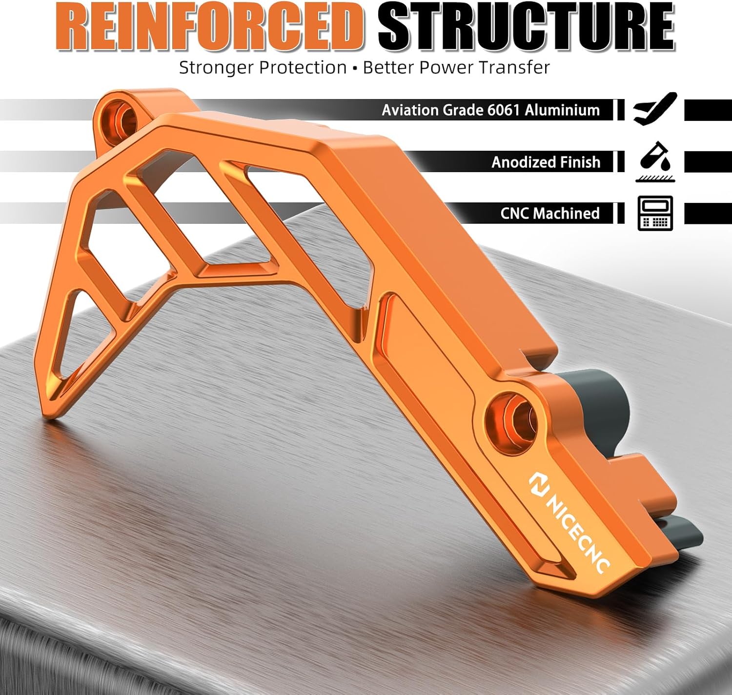 NICECNC Orange Front Chain Guard Compatible with KTM 690 Enduro R/SMC R 2009-2025, Compatible with Husqvarna 701 Enduro/SM 2016-2025, Compatible with GasGas 700 SM/ES 2022-2025