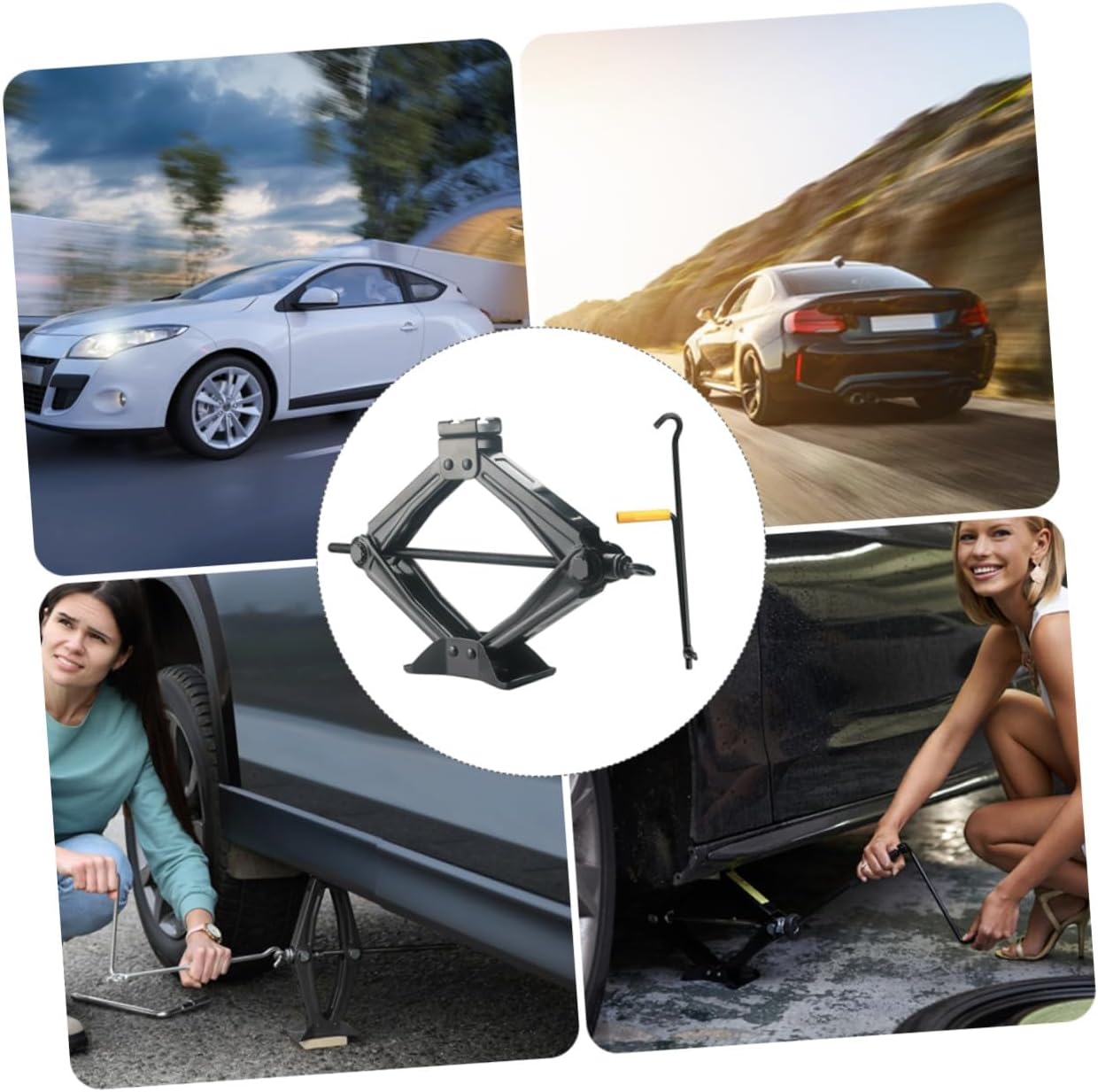 Alipis 5 Ton Car Scissor Jack with Hand Crank Auto Tire Repair Jack Portable Vehicle Lift Tool for Cars and Suvs Random Color