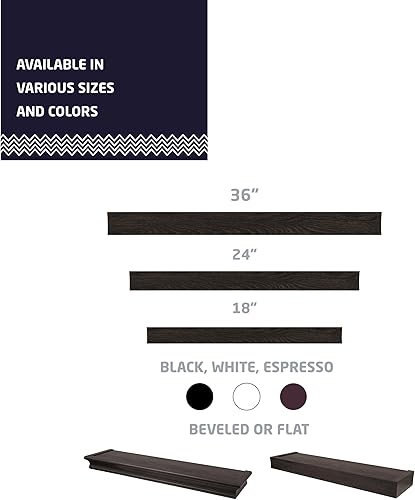 Miniatura 6 de HIGH & MIGHTY - Moderno estante flotante con capacidad de hasta 20 libras, fácil instalación en tablaroca sin herramientas.