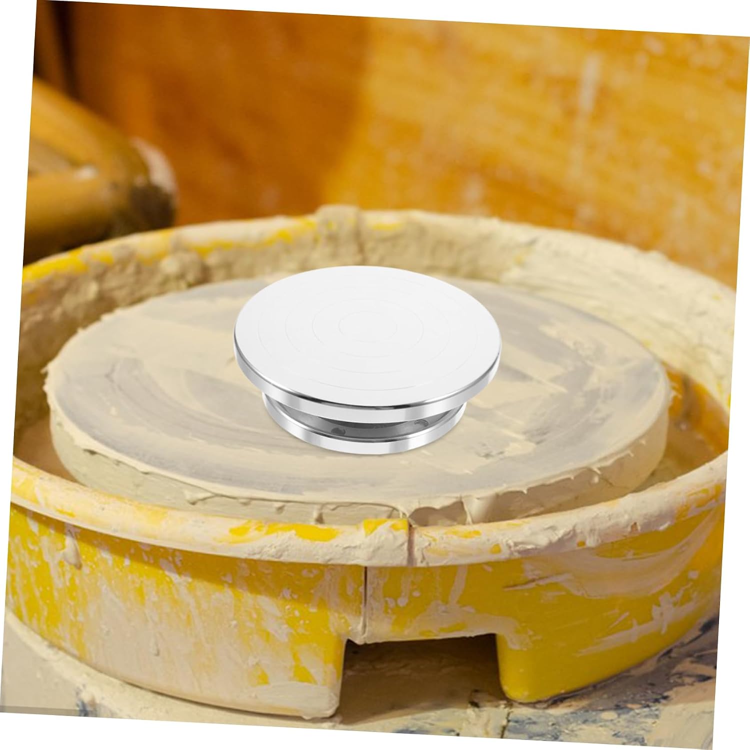 Veemoon Multi-use Pottery Turntable Rotating Sculpting Plate for Cake Decoration and Clay Art Smooth Rotation Easy to Clean Baking Tool