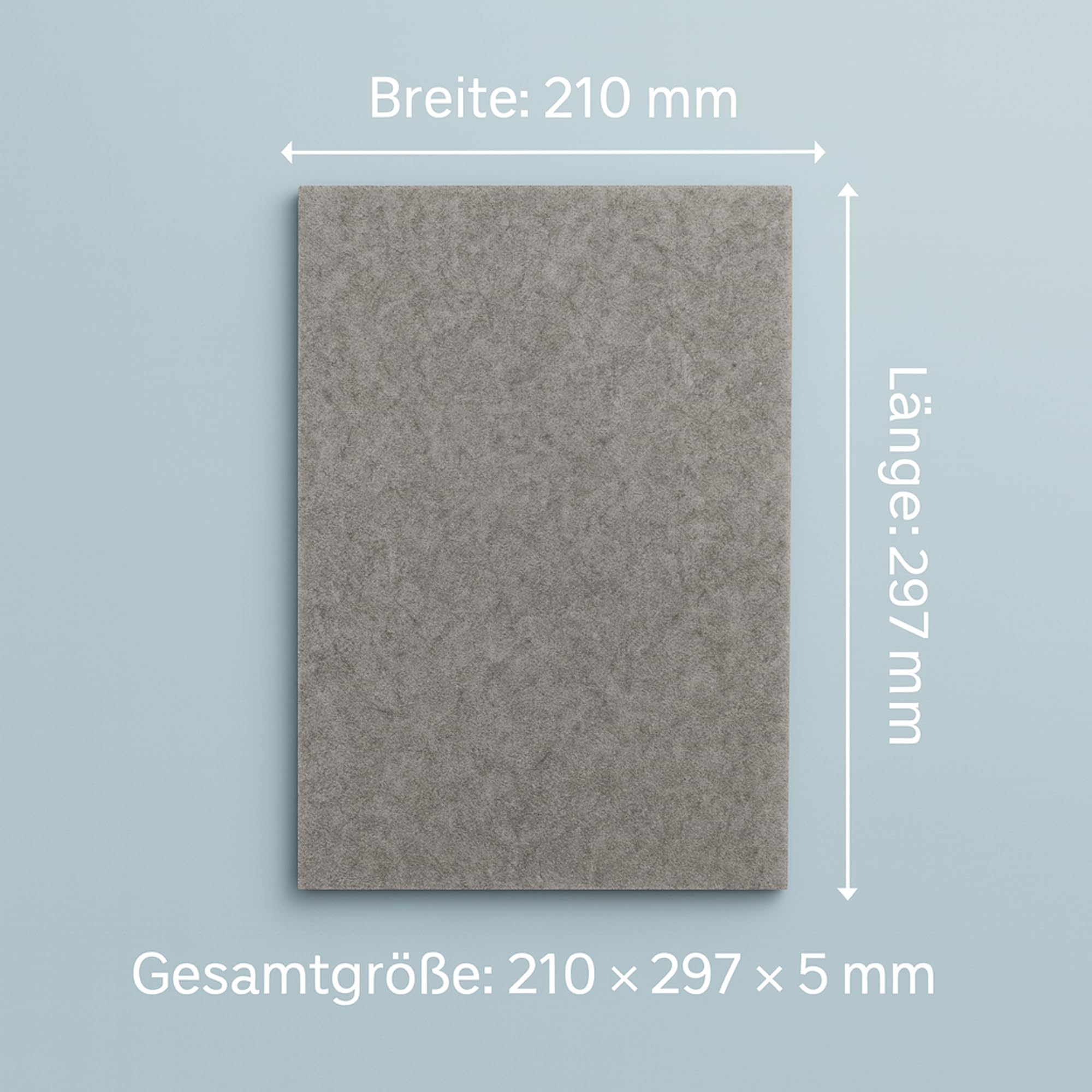 Feltro artigianale senza colla 5,0 mm grigio DIN A4 210 x 297 mm haggiy