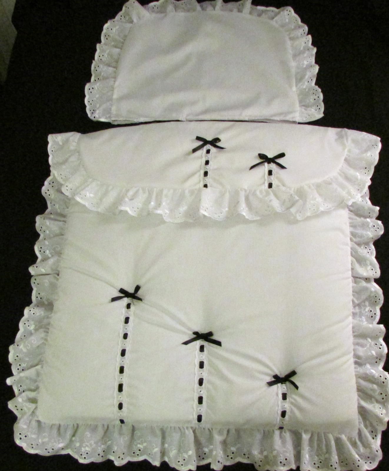 Coach Built Pram Bedding Set for Silver Cross Kensington & Balmoral Prams (Brown Ribbon) โ image 1