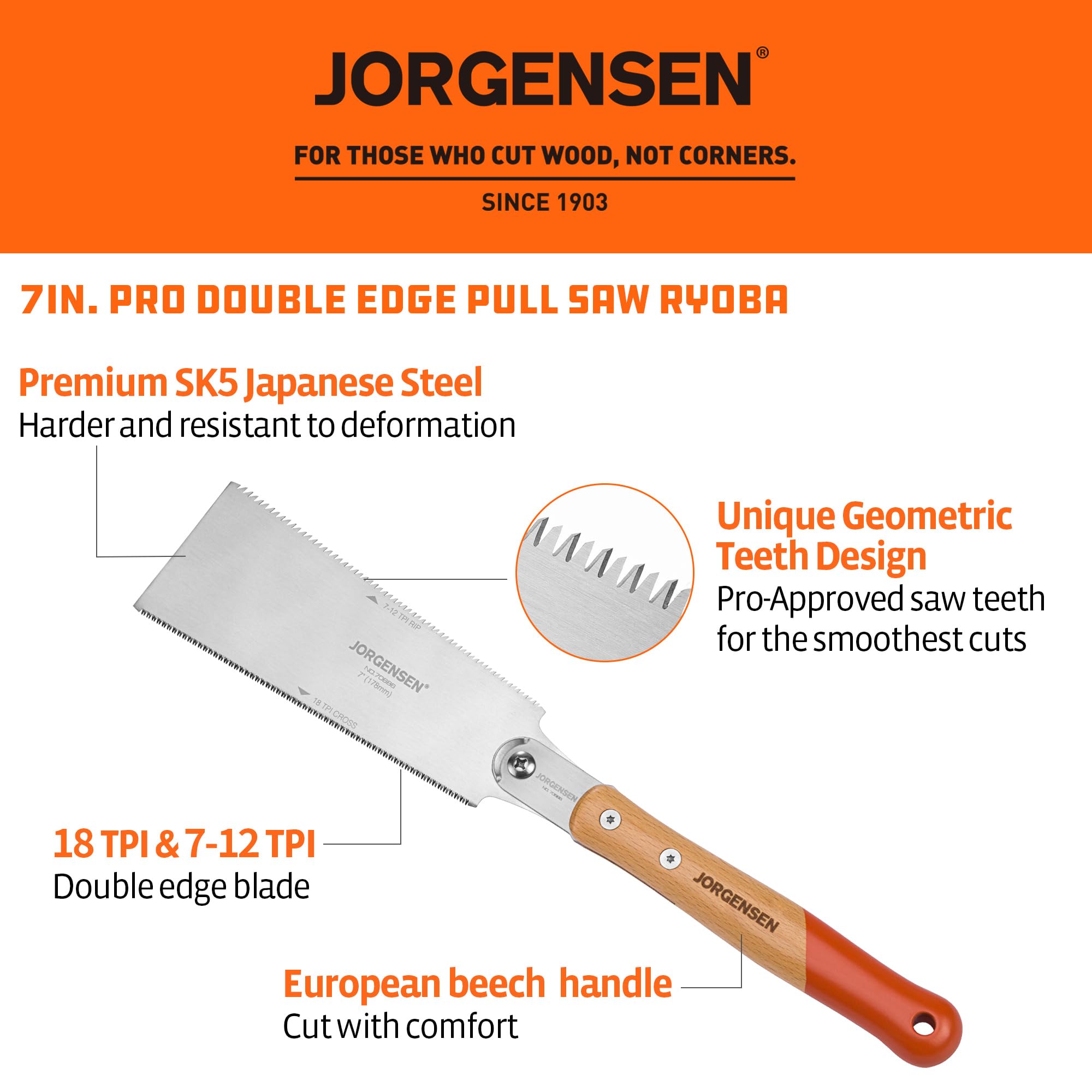 Jorgensen Ryo-ba Pull Saw - 7 Inch Double Edge -2