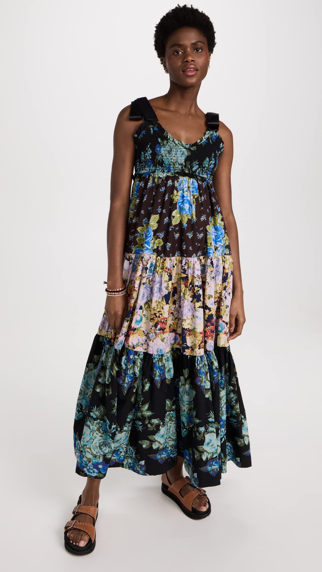 bluebell mixed print cotton maxi dress Free People Women's Dress, Cool Combo, M 58 wearing an Extra Primary color:Pink Tressonido Off Shoulder Short Sleeve Overlay Slip Dress