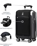 Travelpro Platinum Elite Roue extensible côté rigide TSA Serrure de coque dure en polycarbonate Valise, Noir Ombre, Compact continuer avec la poche d'ordinateur portable 20-Inch